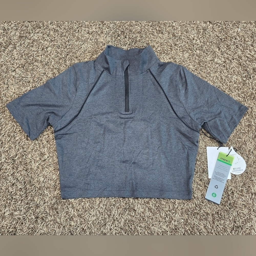 Mono B Womens 1/4 Zip Crop Top Size S NWT